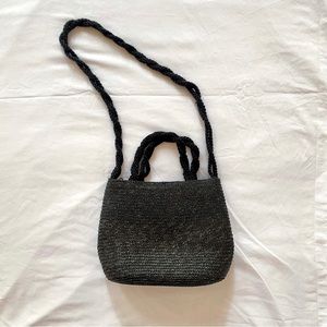 Vintage Black Woven Minimalist Purse